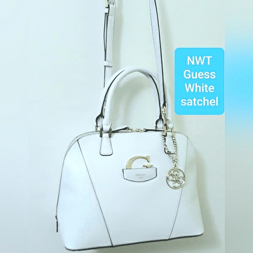 NWT Guess White Limited Edt Satchel Handbag